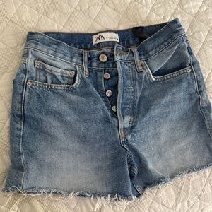 Zara Faded Blue Denim Shorts